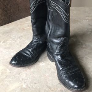 **REDUCED**Justin black Ostrich boots 6 1/2